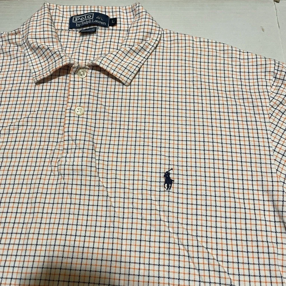 Vintage Y2k Polo Ralph Lauren Polo Shirt Mens Size Large Check Cotton
